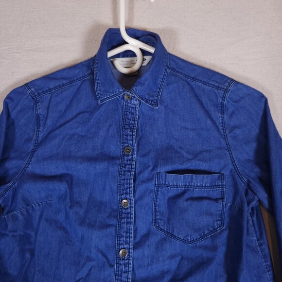 Old Navy Classic Button Shirt Womens XS Blue Chambray Denim Top Preppy Work - Picture 8 of 11